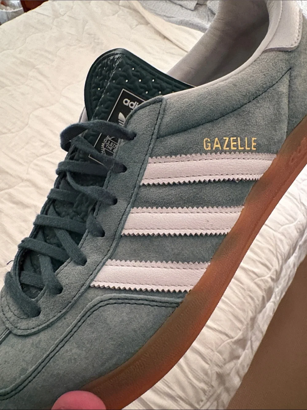adidas Gazelle Suede Sneakers - Teal & White